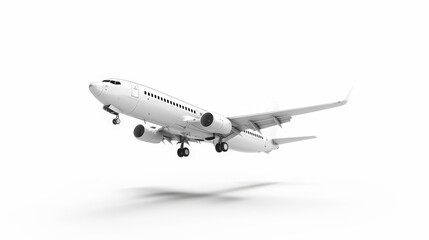 Wall Mural - white commercial airplane isolated on white