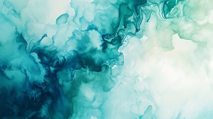 Sticker - A beautiful abstract watercolor background featuring flowing shades of teal and aqua, perfect for use in various design projects.