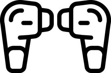 Poster - Line icon of wireless earbuds, modern sound equipment for listening music