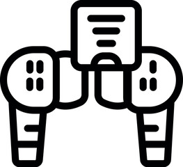 Poster - Wireless headphones connecting to a smartphone using a wireless connection, icon in outline style