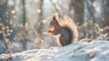 Sticker - Red Squirrel in a Winter Wonderland