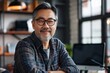 © CojanAI - Portrait of a middle aged Asian man in startup company office