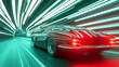 © TeteraX - Classic car racing through a neon-lit tunnel at high speed