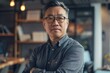 © Baba Images - Portrait of a middle aged Asian man in startup company office
