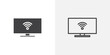© Ghori - Smart tv vector icon set black filled and outlined style.