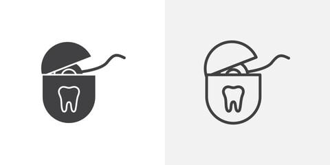 Poster - Dental floss vector icon set black filled and outlined style.