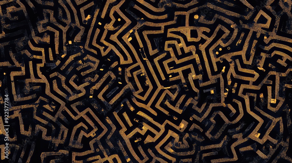 Intricate maze pattern with multiple routes and intersections ...