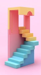 Poster - Abstract Staircase Minimalist Design 3d Render