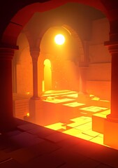 Poster - Sunlit Ruins Digital Art Illustration