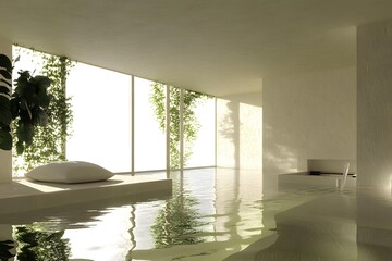 Wall Mural - Minimalist Interior Design with Indoor Pool and Greenery