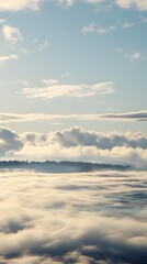 Wall Mural - Fluffy White Clouds Above The Horizon