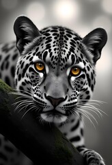 Wall Mural - Portrait of a leopard on a tree..
