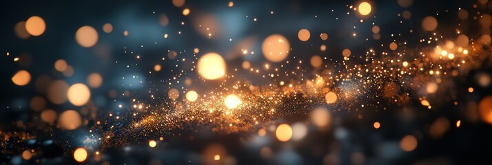 Wall Mural - An enchanting and mesmerizing abstract portrayal of glimmering particles scattered throughout a cosmic setting