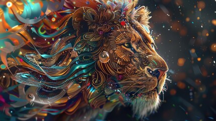 Ornate Lion Portrait