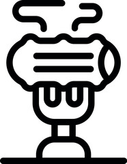 Sticker - Simple vector of a steaming hot sausage on a fork, perfect for representing dinnertime