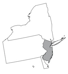 Wall Mural - The U.S. state of New Jersey with neighboring states