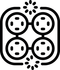 Poster - Black outline style icon representing an extension cord with four sockets and sparks illustrating electricity consumption