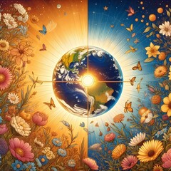 Wall Mural - earth and moon