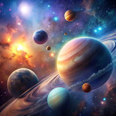 Wall Mural - Space wallpaper with a galaxy - a sci-fi illustration.
