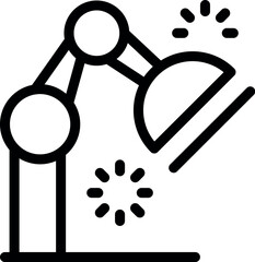 Poster - Line icon of a robotic arm holding a lamp, representing innovation in smart home technology