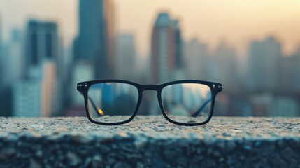 The glasses with cityscape