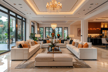 Wall Mural - Stock image of a luxurious home interior with Chandelier