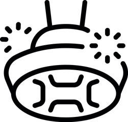 Poster - Black outline icon representing a drone taking a picture, emitting flashes of light