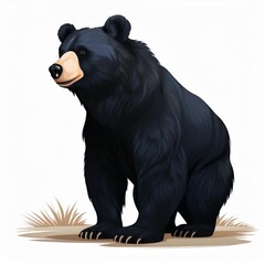 a vector cartoon illustration of a black bear isolated on a white background.