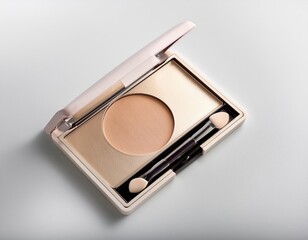 Minimalist Compact Powder and Applicator Mockup beauty products focused on simplicity and everyday wear.