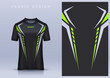 © Nattanopdesign - Fabric textile design for Sport t-shirt, Soccer jersey mockup for football club. uniform front view.
