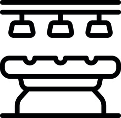 Sticker - Simple icon of a food industry conveyor belt transporting hot dogs under heating lamps