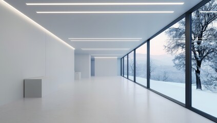 Sticker - Modern Minimalist Interior Design in Winter Landscape