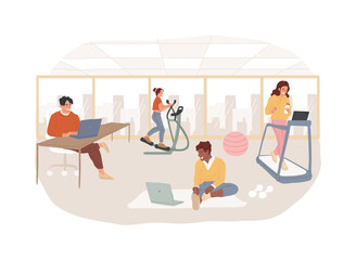Poster - Office gym isolated cartoon vector illustrations.