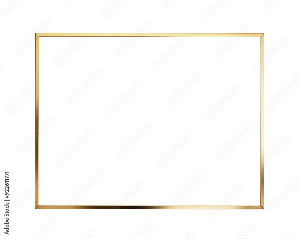 Straight-on view of a gold rectangular frame on a white background ...