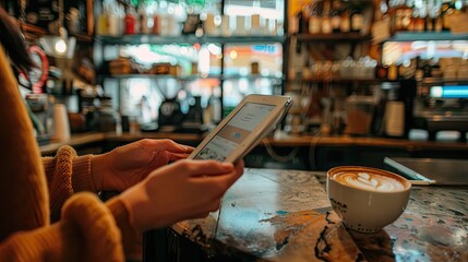 Customer In Coffee Shop Paying Using Digital