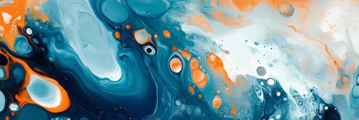 Poster - Stunning abstract art beautifully showcasing fluid movement alongside vibrant colors in shades of blue and orange