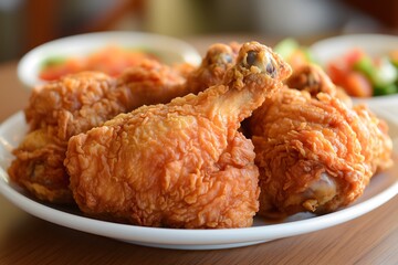 A delicious plate filled with homemade fried chicken