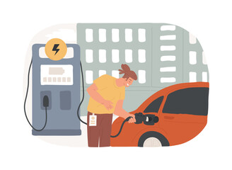 Poster - Electric car chargers isolated cartoon vector illustrations.