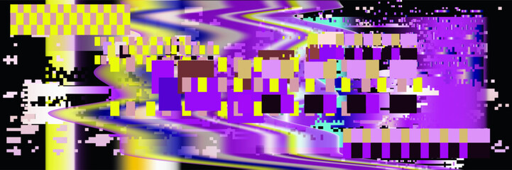 Aufkleber - Glitched screen with colorful random neon pixel noise and flickers.