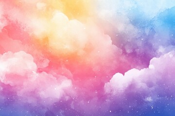 Sticker - Abstract pastel sky with soft clouds in vibrant colors like pink, yellow, blue, and purple.