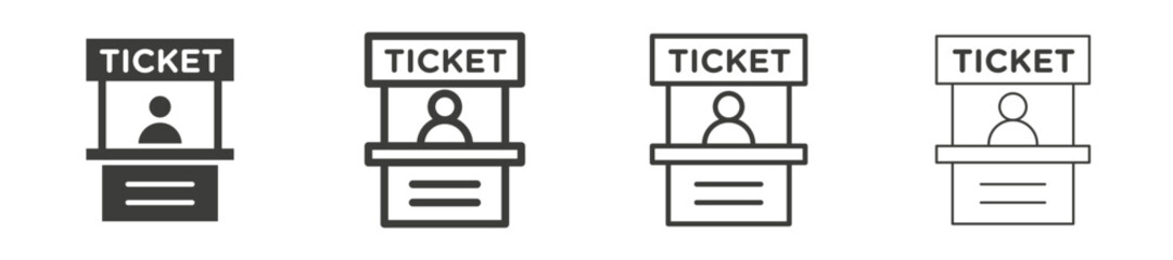 Sticker - Ticket office vector icon set black filled and outlined style.