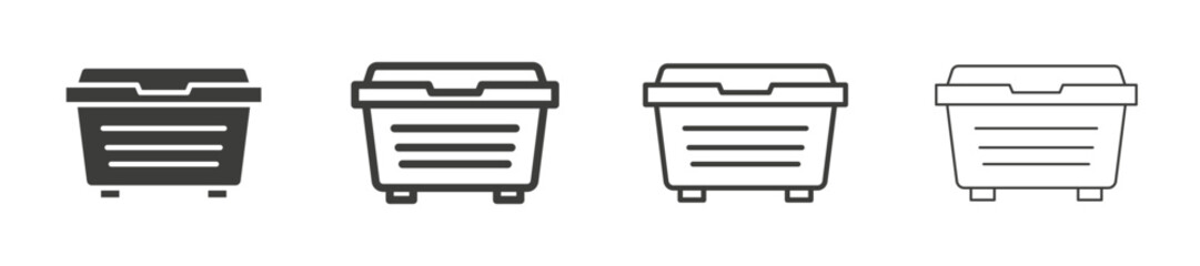 Poster - Dumpster vector icon set black filled and outlined style.