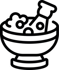 Poster - Simple, bold lined icon of a science experiment, beaker filled with a bubbling solution