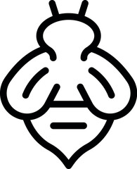 Poster - Simple black and white vector icon of a honeybee spreading its wings