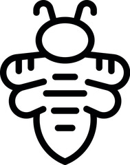 Sticker - Line art vector icon of a bee flying with its striped body and wings