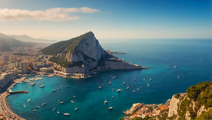 Wall Mural - Gibraltar stunning panorama, sunny day