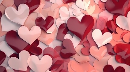 Poster - A cascade of pink, white, and red paper hearts, creating a romantic and playful atmosphere.