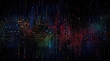 Poster - Colorful digital art featuring a dynamic, wave-like pattern with a dark background, symbolizing energy and motion.