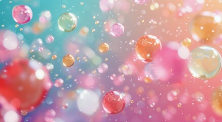 Wall Mural - Colorful Floating Bubbles on a Soft Background in Bright Pastel Shades