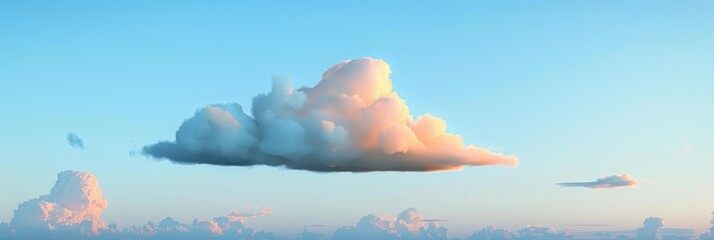 Wall Mural - Lone fluffy cloud in the morning sky